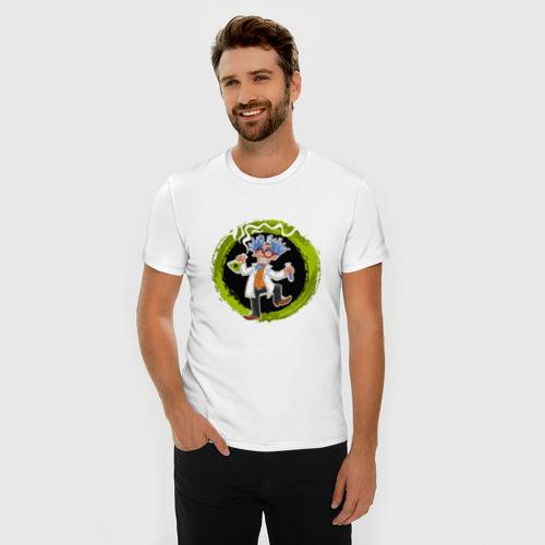 Мужская футболка хлопок Slim Безумный ученый, цвет белый - фото 3