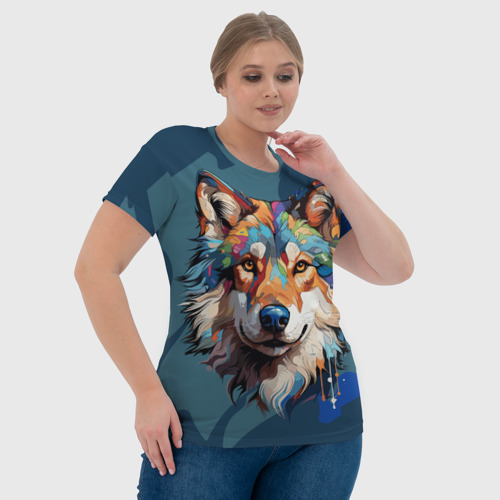 Женская футболка 3D Очень красивый волк, цвет 3D печать - фото 6