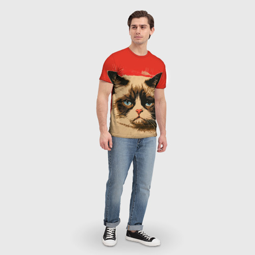 Мужская футболка 3D Кот  антиВалентин, цвет 3D печать - фото 5