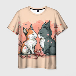Влюбленные котики  14 февраля – Мужская футболка 3D с принтом купить со скидкой в -26%