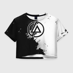 Женская футболка Crop-top 3D Linkin park - черно-белая абстракция