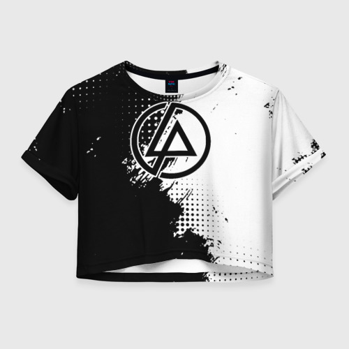 Женская футболка Crop-top 3D Linkin park - черно-белая абстракция, цвет 3D печать