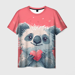 Мужская футболка 3D Милая панда с  сердечком
