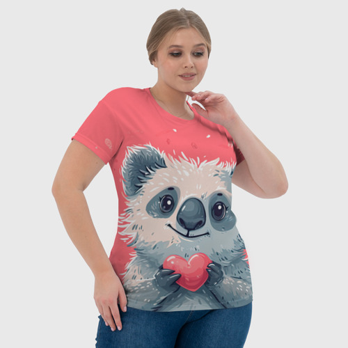 Женская футболка 3D Милая панда с  сердечком, цвет 3D печать - фото 6