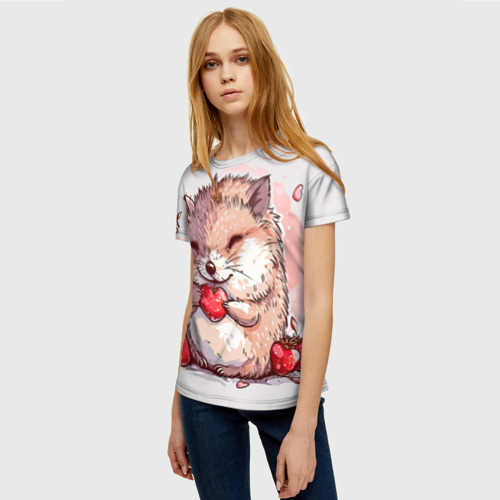 Женская футболка 3D Влюбленный ёжик  с сердечком, цвет 3D печать - фото 3