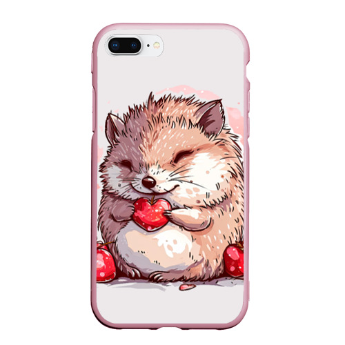 Чехол для iPhone 7Plus/8 Plus матовый Влюбленный ёжик  с сердечком, цвет розовый