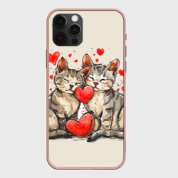 Влюбленные кошечки с сердечками – Чехол для iPhone 12 Pro Max с принтом купить