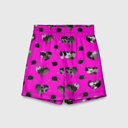 Детские спортивные шорты 3D Брызги и капли в форме черного сердца