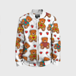 Детский бомбер 3D Наклейки стикер мишки и сердечки