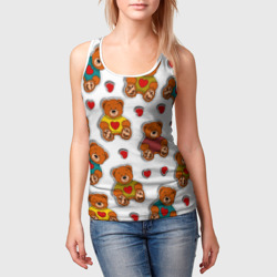 Женская майка 3D Наклейки стикер мишки и сердечки - фото 2