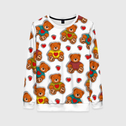 Женский свитшот 3D Наклейки стикер мишки и сердечки