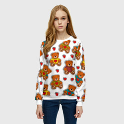 Женский свитшот 3D Наклейки стикер мишки и сердечки - фото 2