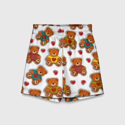 Детские спортивные шорты 3D Наклейки стикер мишки и сердечки