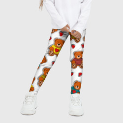 Детские леггинсы 3D Наклейки стикер мишки и сердечки - фото 2