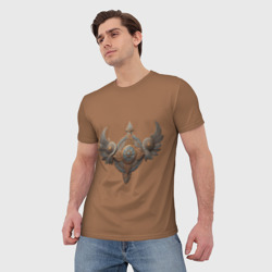 Мужская футболка 3D Защитный орнамент с крыльями из дерева - фото 2