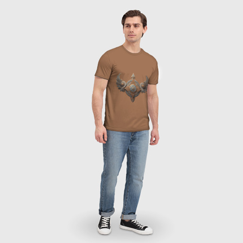 Мужская футболка 3D Защитный орнамент с крыльями из дерева, цвет 3D печать - фото 5