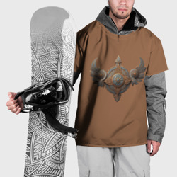 Накидка на куртку 3D Защитный орнамент с крыльями из дерева
