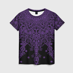 Узоры мандала фиолетово-чёрный – Женская футболка 3D с принтом купить со скидкой в -26%