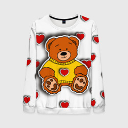 Мужской свитшот 3D Стикер наклейка медвежонок и сердце объемный рисунок