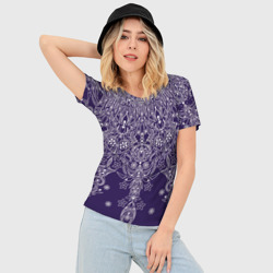 Женская футболка 3D Slim Фиолетовый узоры мандала - фото 2