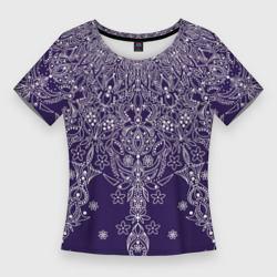 Женская футболка 3D Slim Фиолетовый узоры мандала