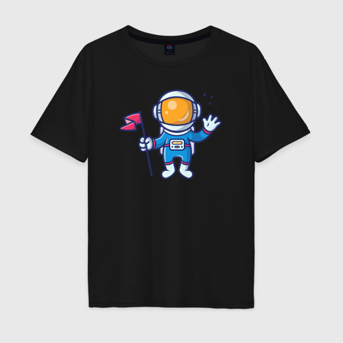 Мужская футболка хлопок Oversize с принтом Космический привет, вид спереди #2
