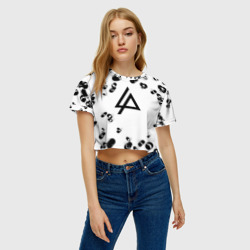 Женская футболка Crop-top 3D Linkin park краски текстура - фото 2