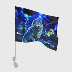 Грозовой волк с молниями – Флаг для автомобиля с принтом купить