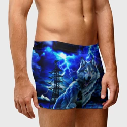 Мужские трусы 3D Грозовой волк с молниями - фото 2