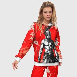 Женский костюм с толстовкой 3D Спартанец победитель крупно - красные брызги крови - фото 2