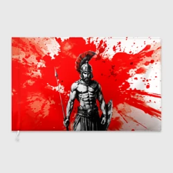 Флаг 3D Спартанец победитель крупно - красные брызги крови