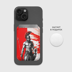 Картхолдер Magsafe магнитный Гладиатор Спартанец красно белые - фото 2