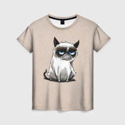 Недовольный хмурый котик мем – Женская футболка 3D с принтом купить со скидкой в -26%