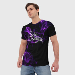 Мужская футболка 3D Поднятие уровня в одиночку - фиолетовое пламя - фото 2