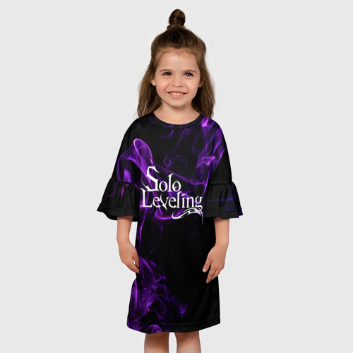 Детское платье 3D с принтом Поднятие уровня в одиночку - фиолетовое пламя, вид сбоку #3