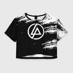 Женская футболка Crop-top 3D Linkin Park - black and white