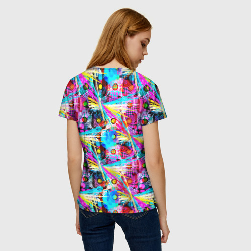 Женская футболка 3D с принтом Абстрактное граффити в цвете, вид сзади #2