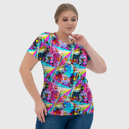 Женская футболка 3D с принтом Абстрактное граффити в цвете, фото #4