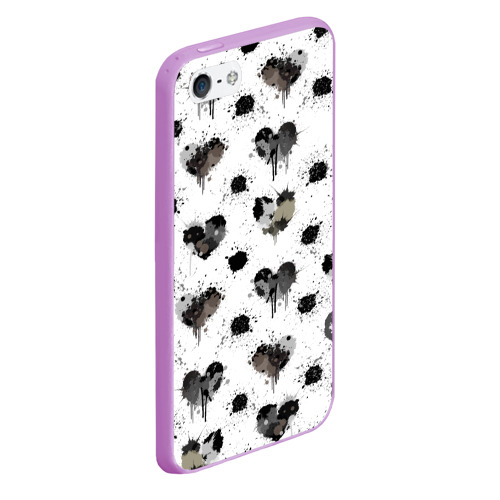 Чехол для iPhone 5/5S матовый Брызги и капли в форме сердечки, цвет сиреневый - фото 3
