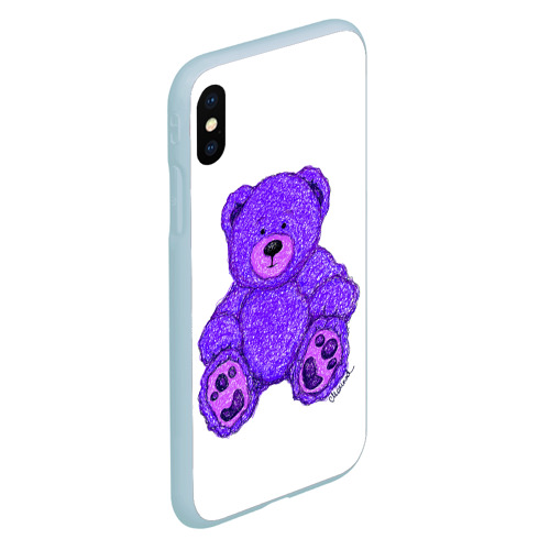 Чехол для iPhone XS Max матовый Плюшевый сиреневый медвежонок, цвет голубой - фото 3
