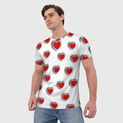 Мужская футболка 3D Стикеры наклейки объемные сердечки - фото 2