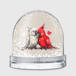 Игрушка Снежный шар Влюбленные попугаи 14 февраля