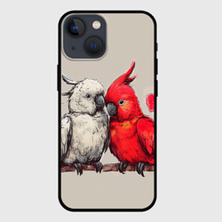 Чехол для iPhone 13 mini Влюбленные попугаи 14 февраля