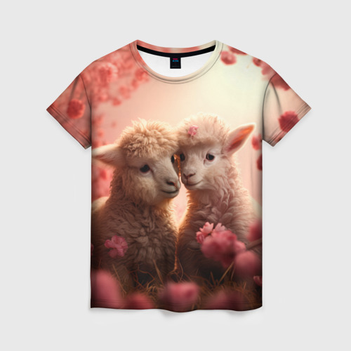 Женская футболка 3D Влюбленные ламы, цвет 3D печать