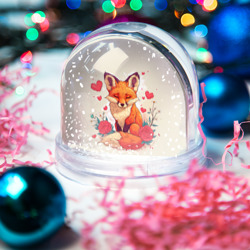 Игрушка Снежный шар Влюбленная лисичка  в сердечках - фото 2