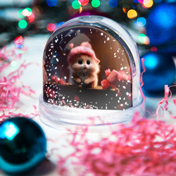 Игрушка Снежный шар Маленький влюбленный хомячок в шапочке - фото 2