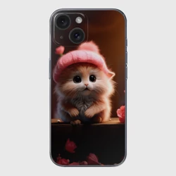 Чехол для iPhone 15 силиконовый с защитой камеры Маленький влюбленный хомячок в шапочке