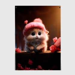 Постер Маленький влюбленный хомячок в шапочке