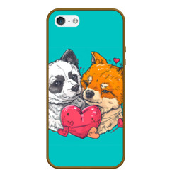 Чехол для iPhone 5/5S матовый Влюбленная собачка и лисичка
