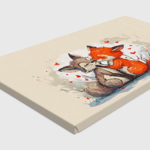 Холст прямоугольный Влюбленные лисички  14 февраля, цвет 3D печать - фото 4